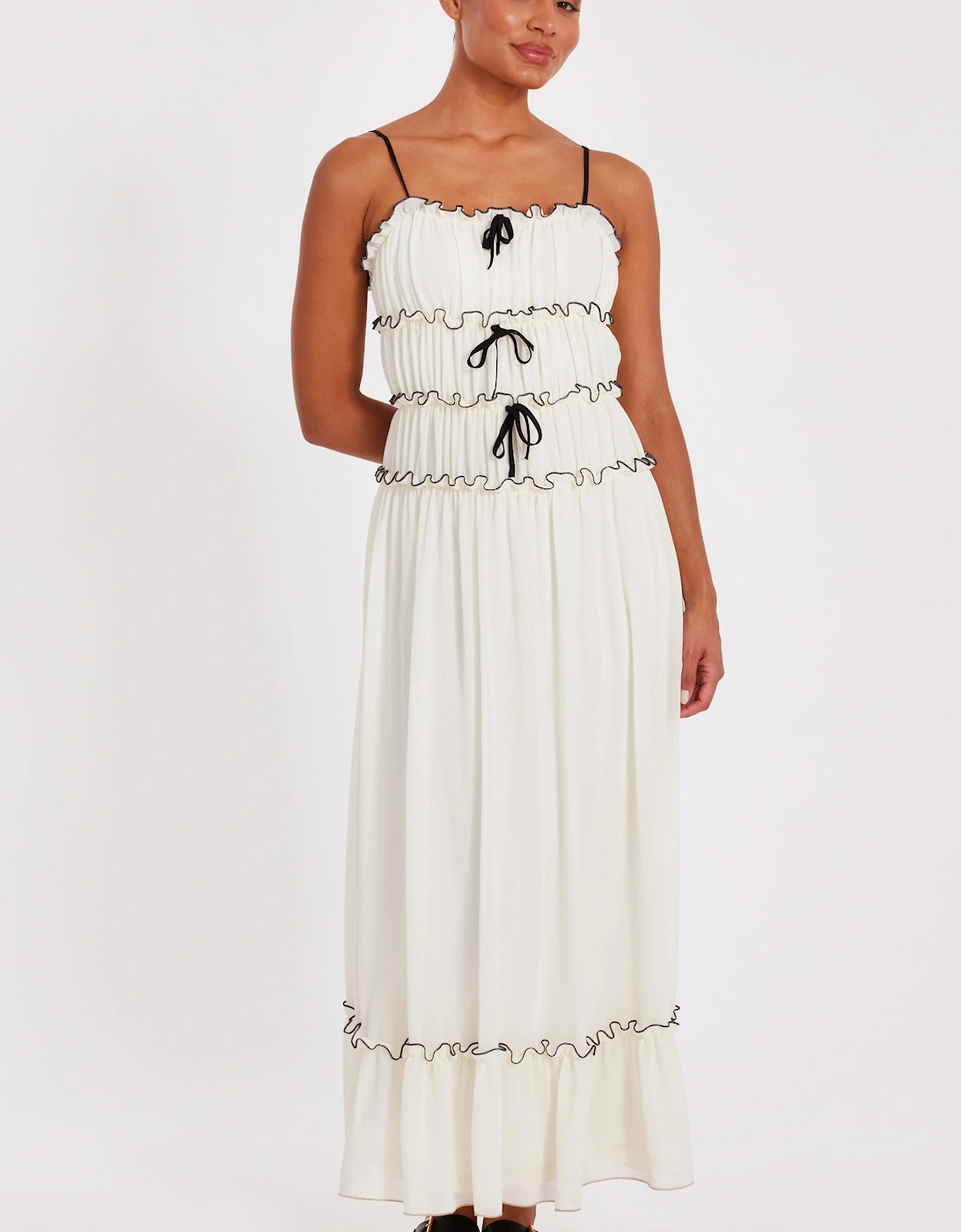 White Chiffon Strappy Midaxi Dress, 2 of 1
