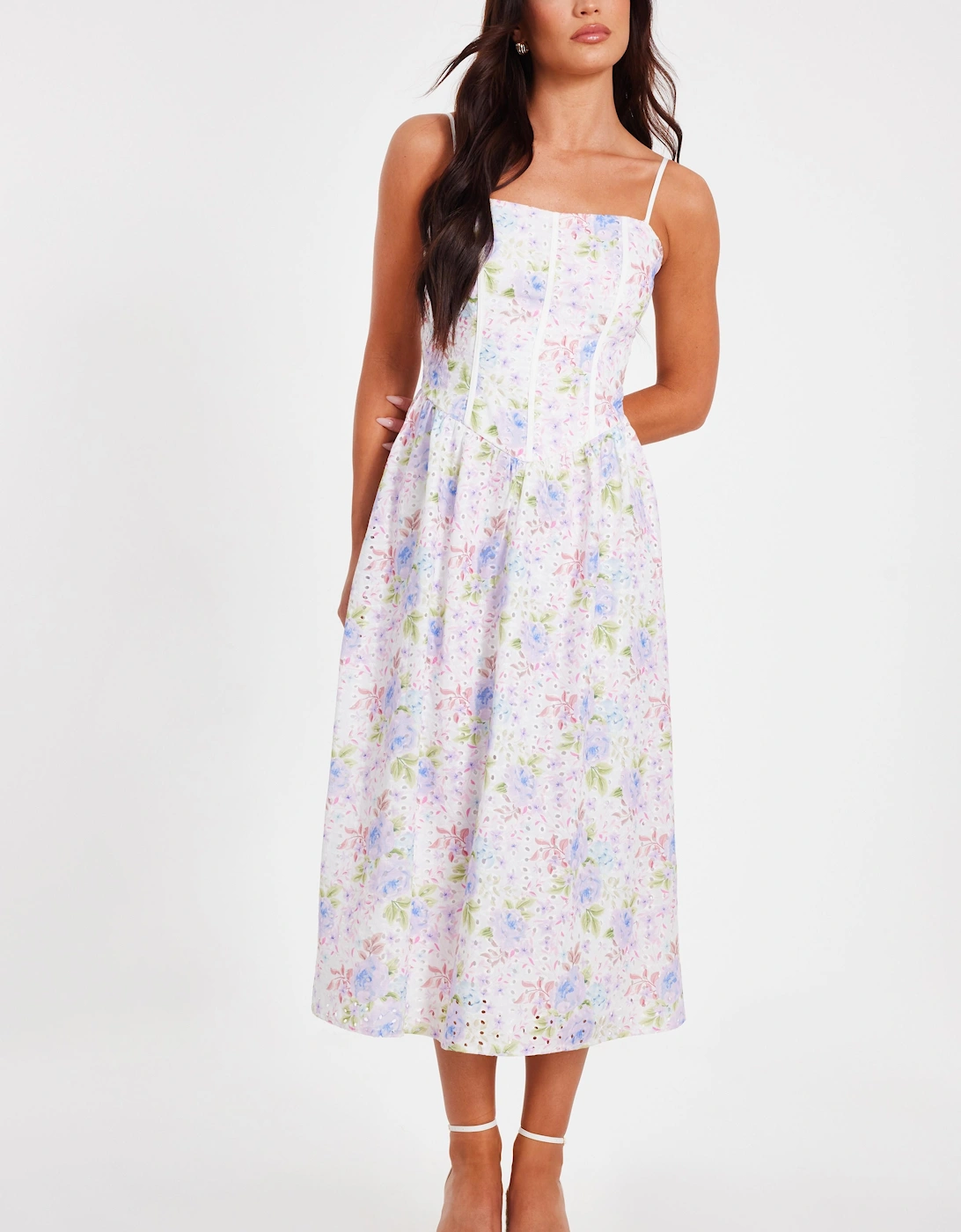 Multi Floral Embroidered Midi Dress, 2 of 1