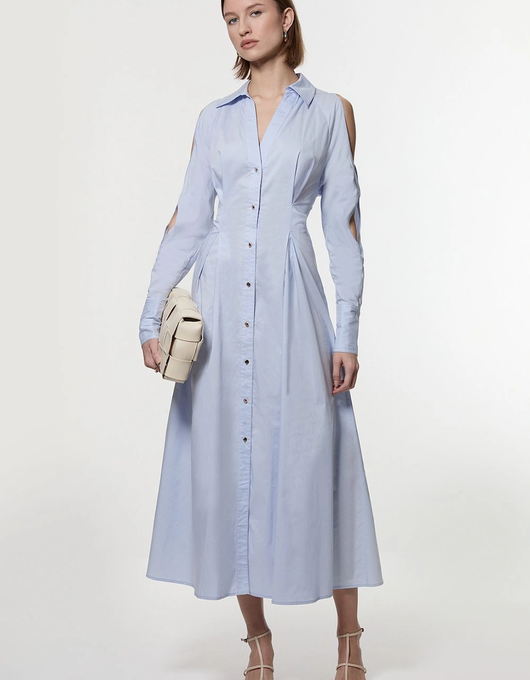Petite Cotton Poplin Woven Shirt Dress With Chain Detail, 2 of 1