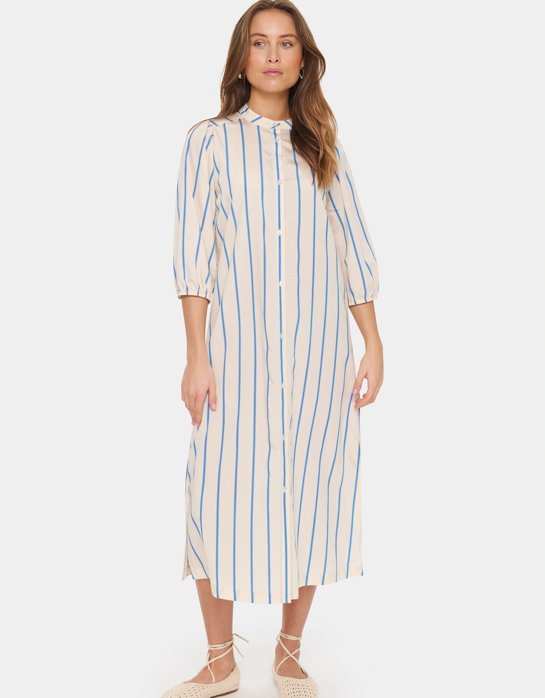 KotrinaSZ Striped 3/4 Sleeve Shirt Dress Striped, 2 of 1