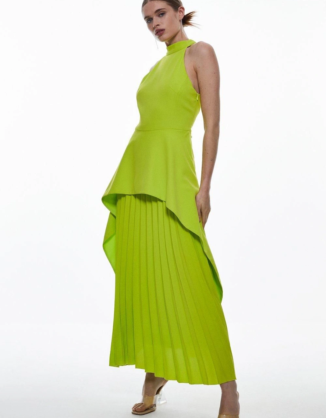 Soft Tailored Waterfall Hem High Neck Midi Dress, 2 of 1