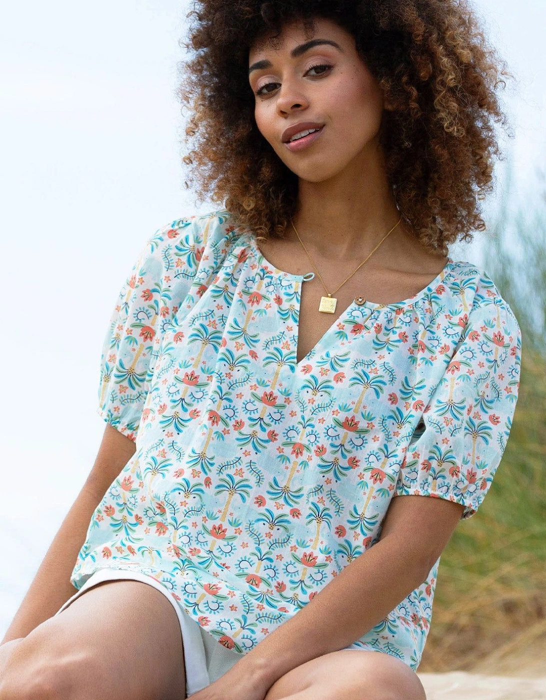 Tincleton Organic Cotton Cambric Blouse Ele Oasis, 2 of 1
