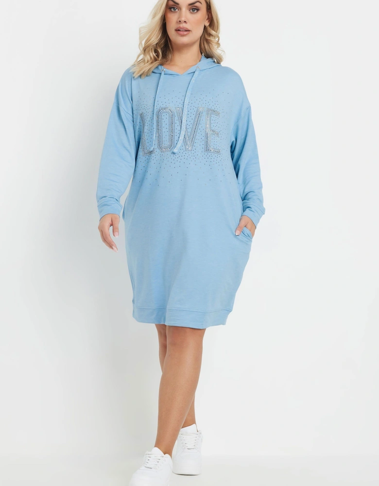 Diamante Embellished Hoodie Dress