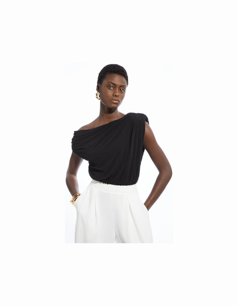 Jersey Crepe Asymmetric Bodysuit