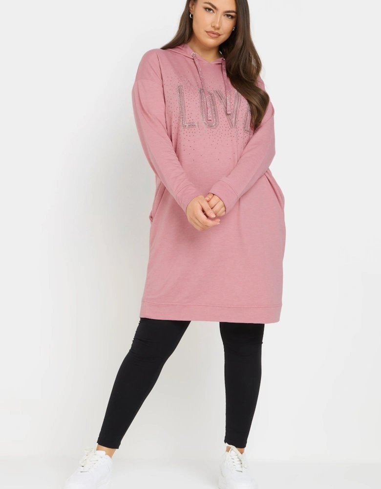 Diamante Embellished Hoodie Dress
