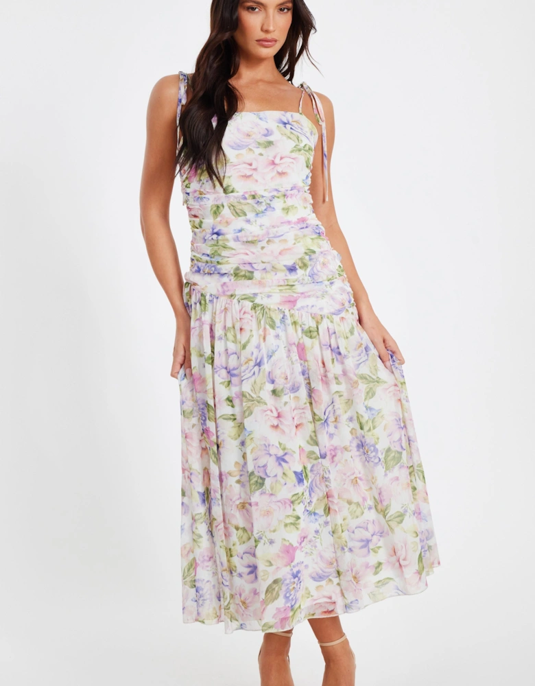 Multi Multi Chiffon Ruched Midaxi Dress