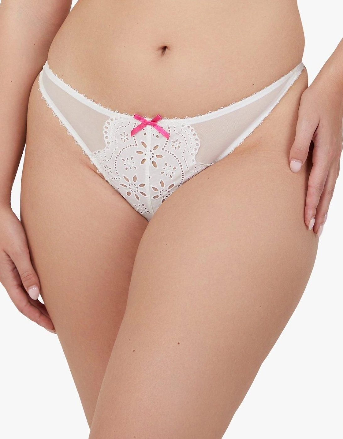 Camille White Broderie Thong, 2 of 1