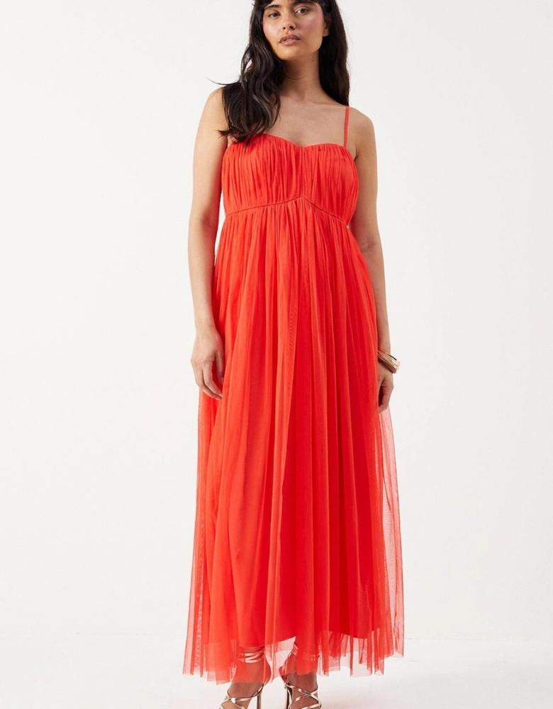 Tulle Strappy Bandeau Maxi Dress