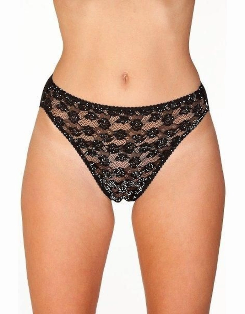 Three Pack Floral Lace Front High Leg Briefs