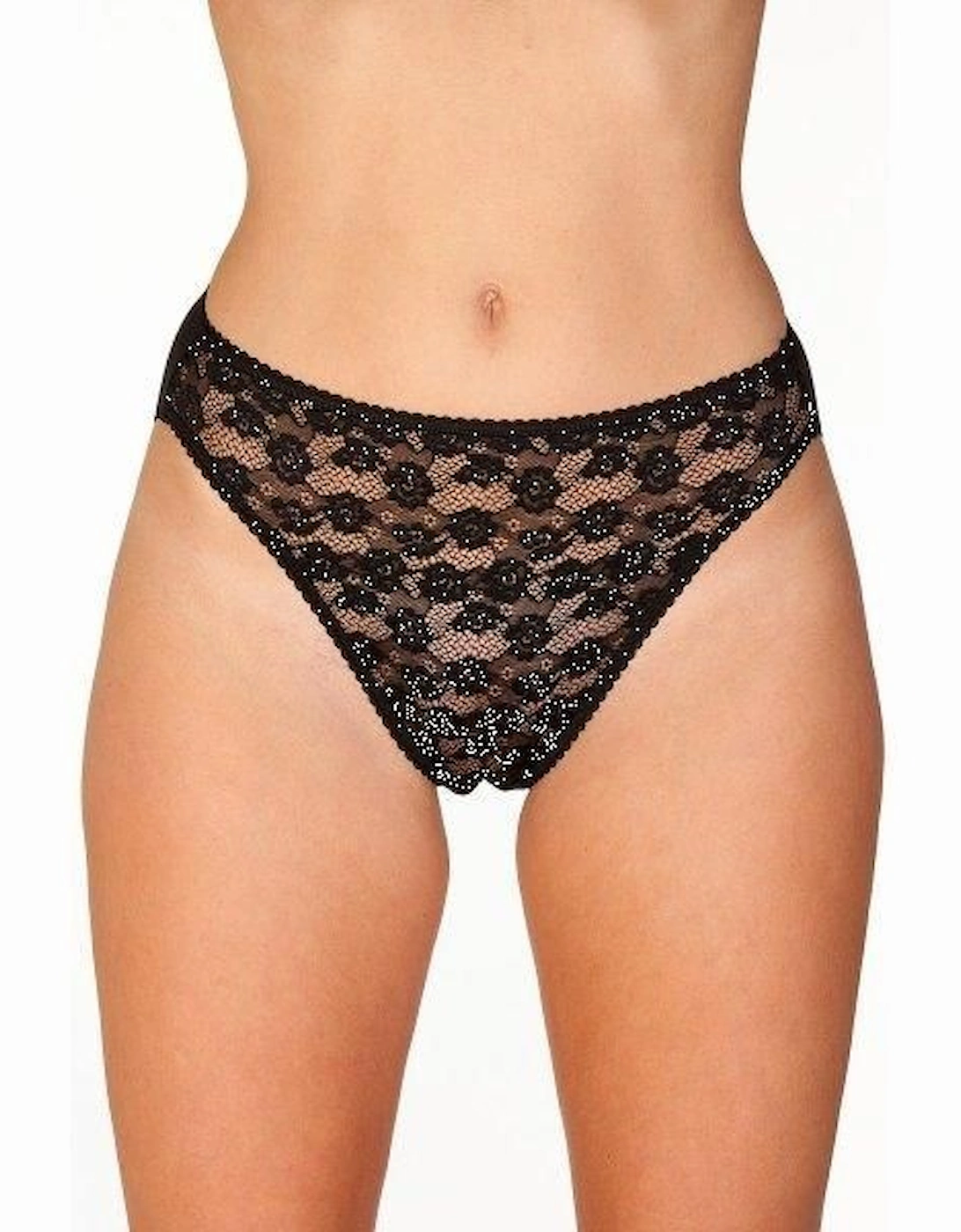 Three Pack Floral Lace Front High Leg Briefs, 2 of 1