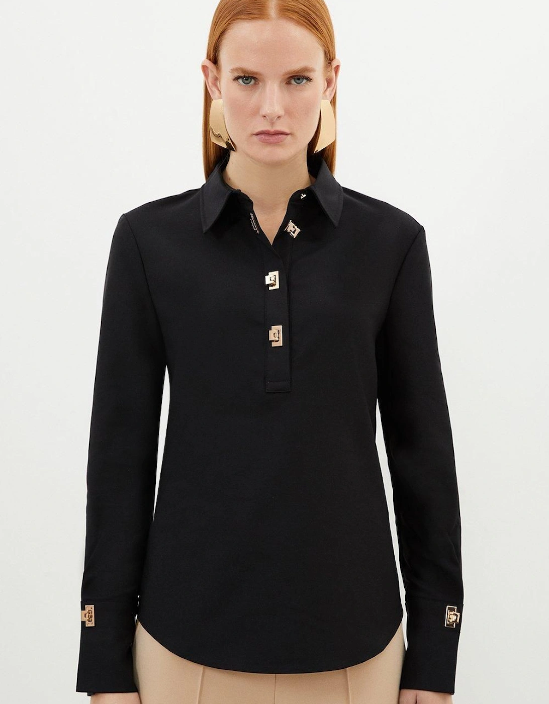 Techno Cotton Woven Shirt With Gold Clasp, 2 of 1
