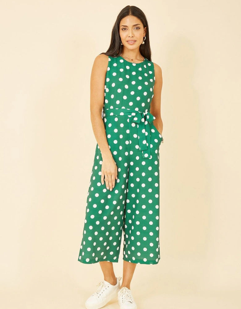 Green Polka Dot Culotte Jumpsuit