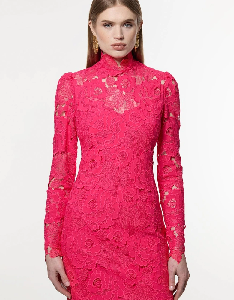 Tall Guipure Lace V Neck Woven Mini Dress