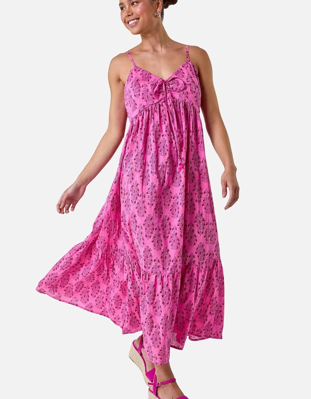 Petite Paisley Tiered Cotton Midi Dress, 2 of 1