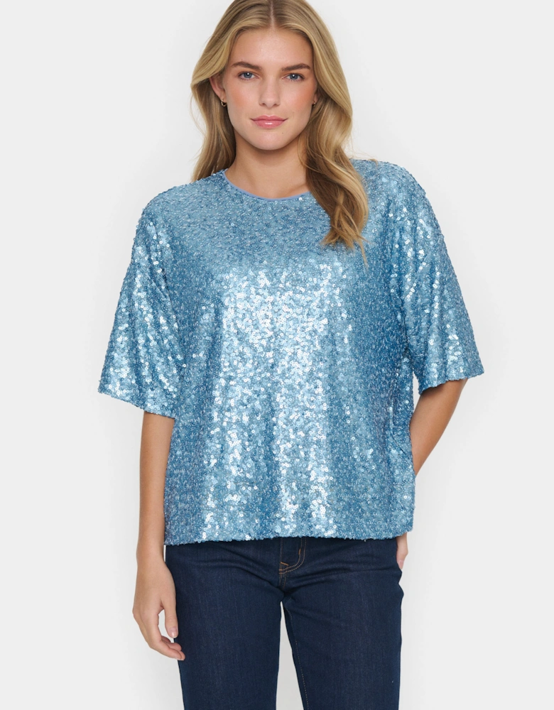 JadaSZ Short Sleeve Sequin Blouse