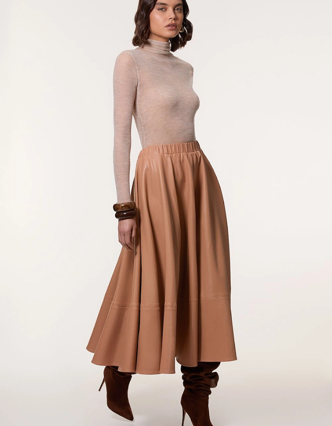 Faux Leather Full Maxi Skirt, 2 of 1