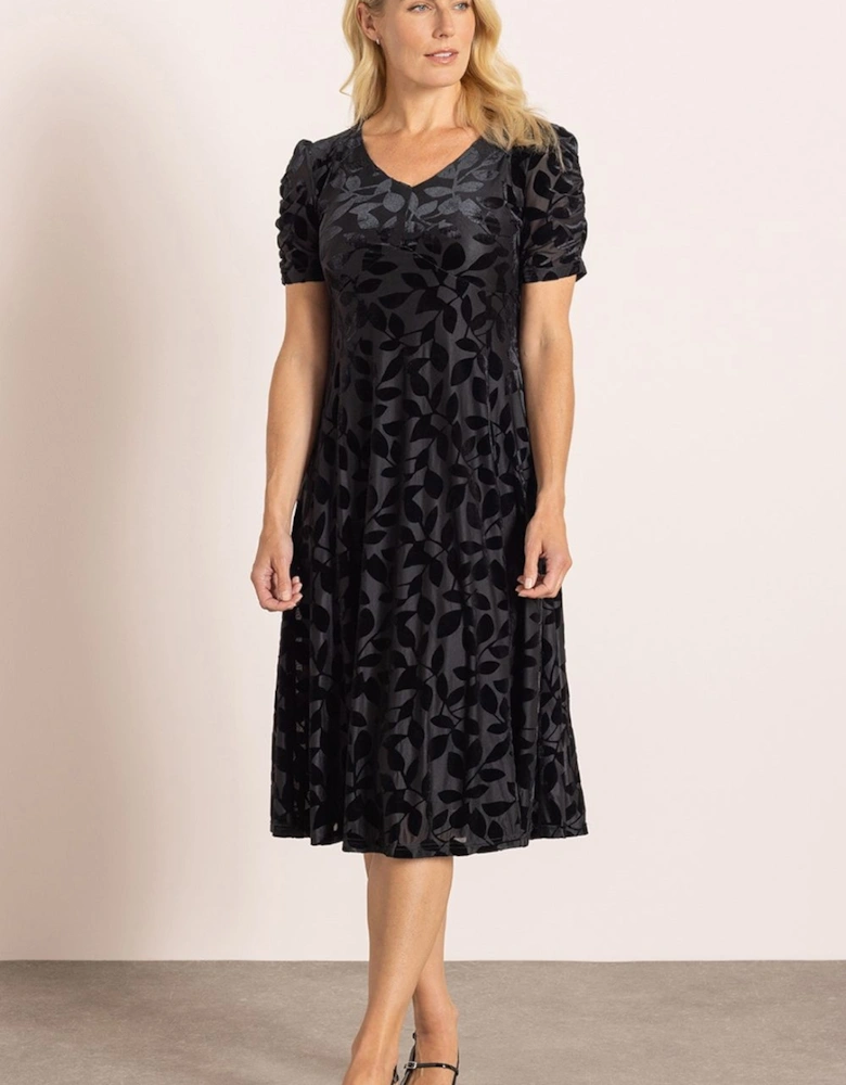 Burnout Leaf Mesh Dress