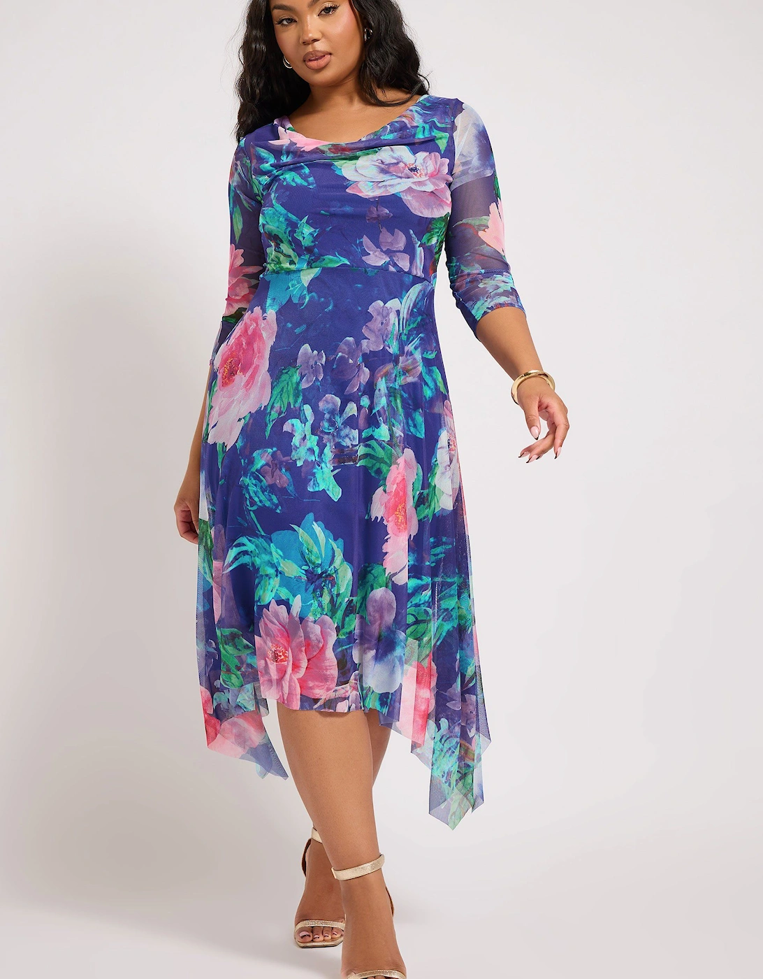 Floral Asymmetric Mesh Dress, 2 of 1