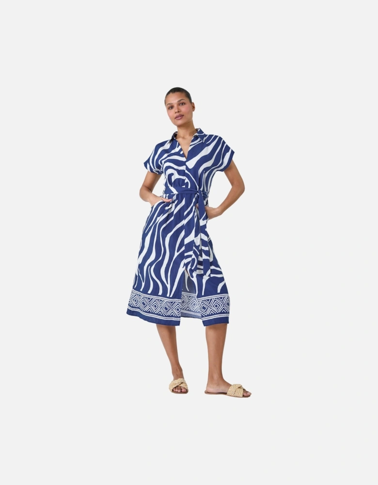 Animal Border Print Pocket Midi Dress