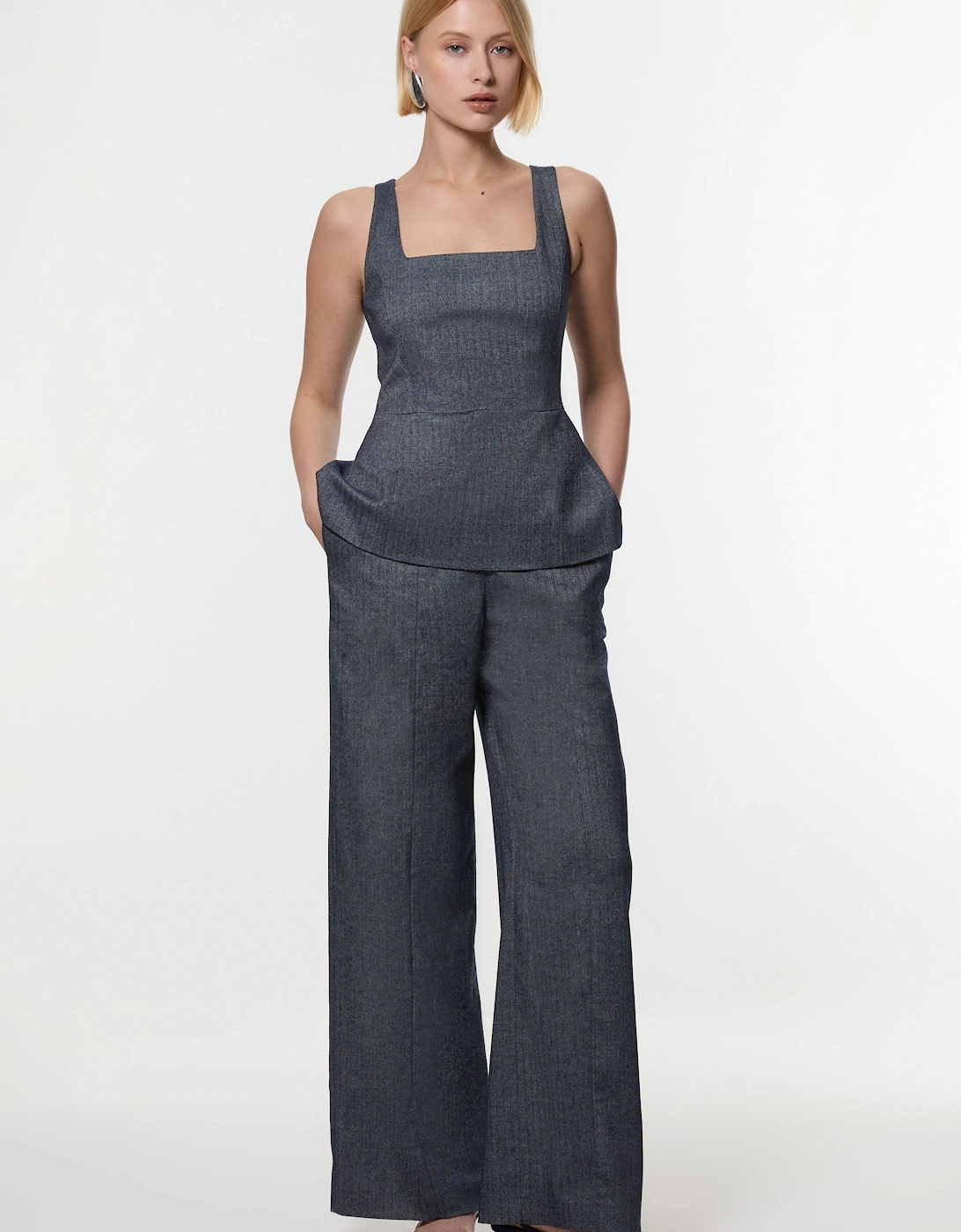 Herringbone Wide Leg Tailored Jumpsuit, 2 of 1