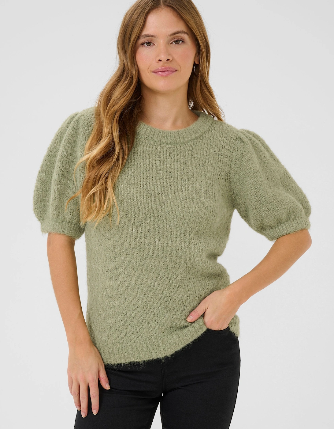 KAemilie Tie Back Half Sleeves Pullover Plain, 2 of 1