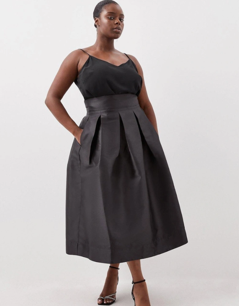 Plus Size Twill Prom Maxi Skirt