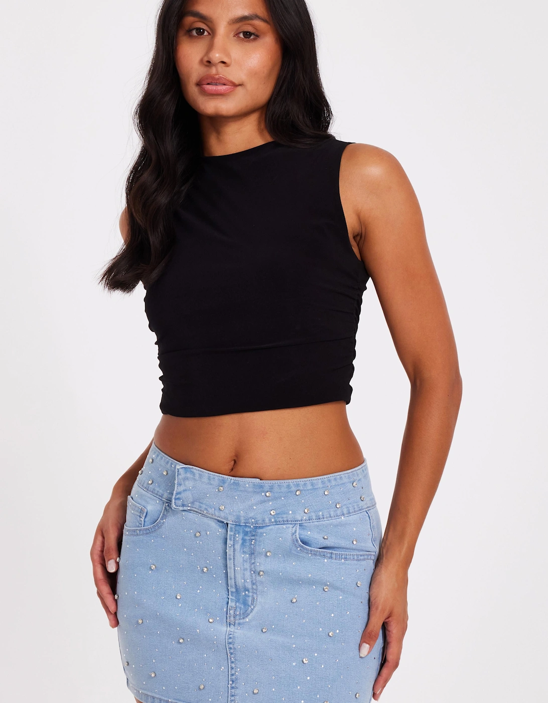 Dark Indigo Denim Embellished Skirt, 2 of 1