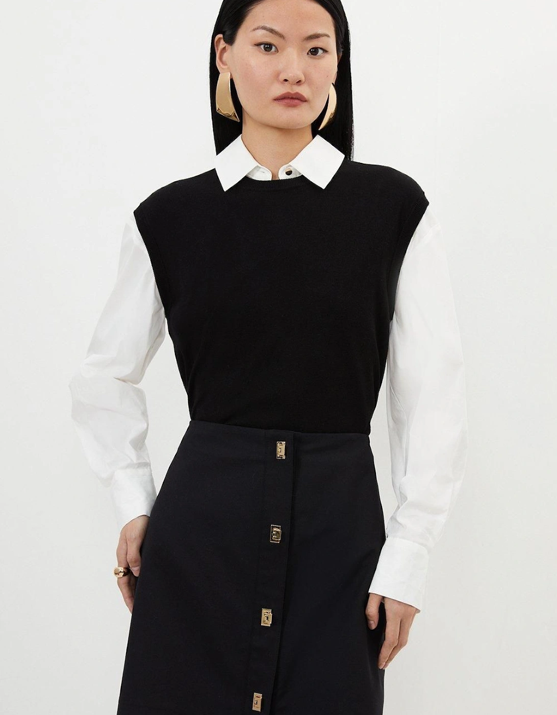 Techno Cotton Woven Skirt With Gold Clasp, 2 of 1