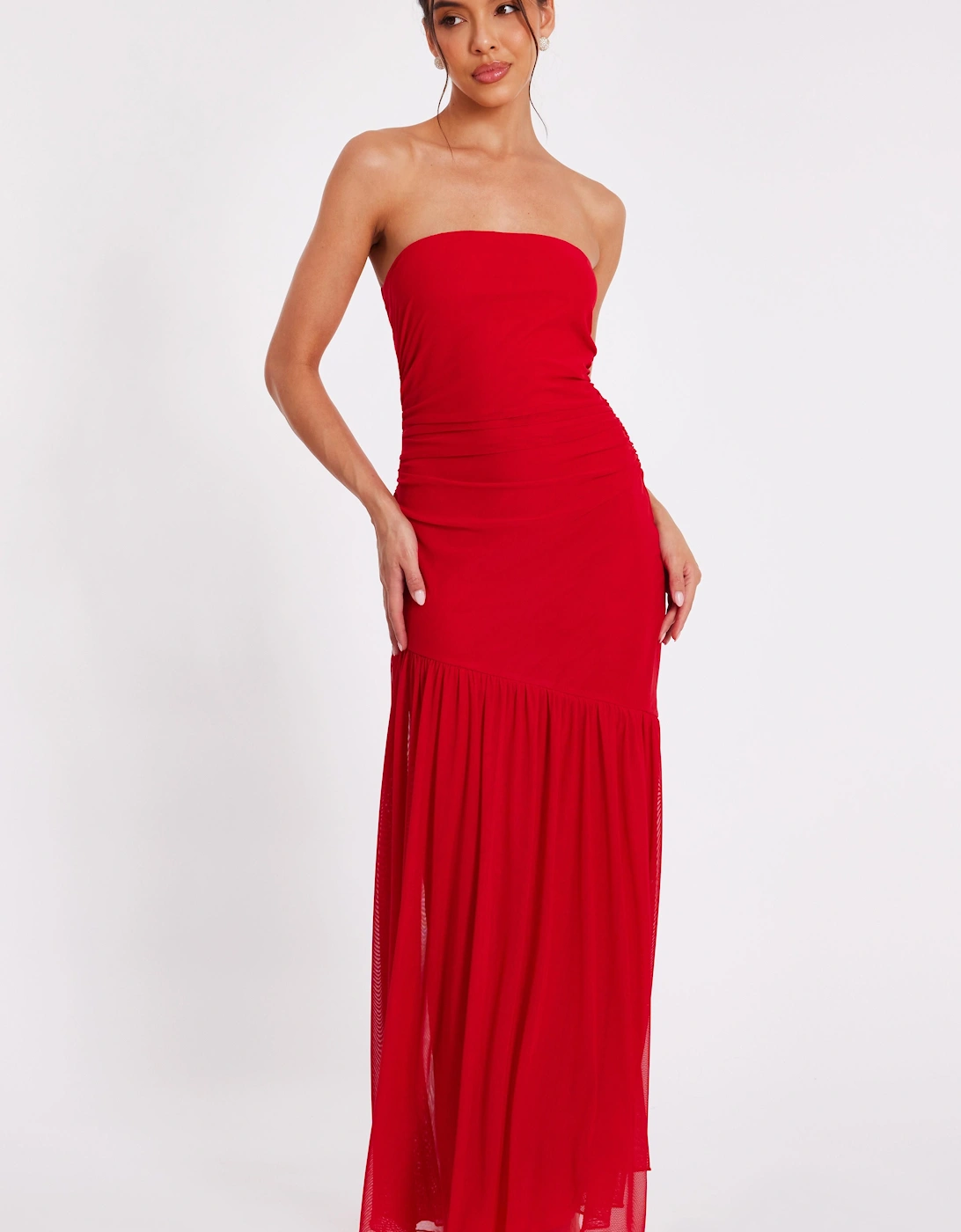 Red Mesh Bandeau Midaxi Dress, 2 of 1