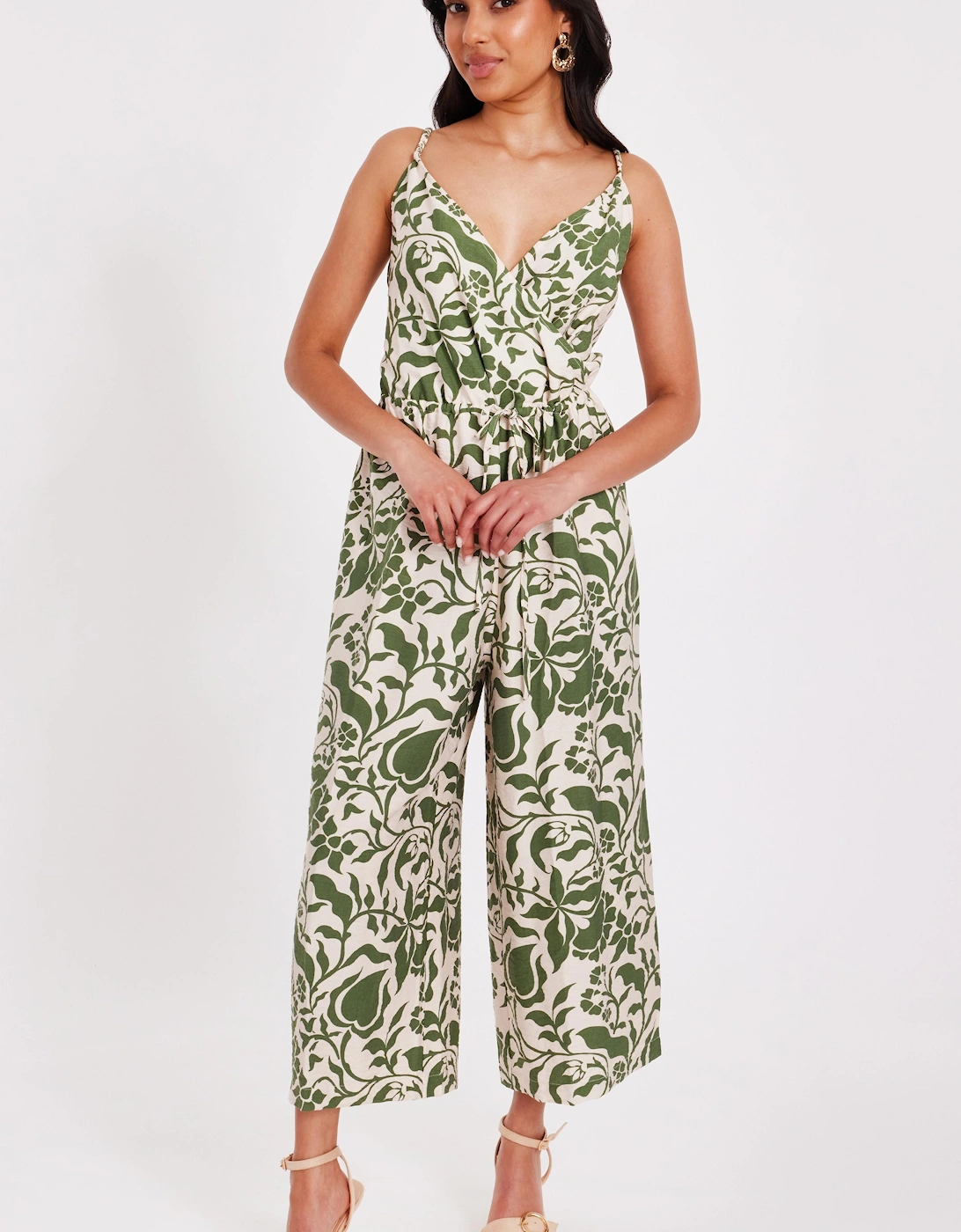 Khaki Petite Tropical Print Jumpsuit, 2 of 1