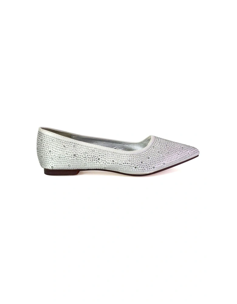 'Marshall' Bridal Shoes Flat Pointed Toe Sparkly Rhinestones Ballerina