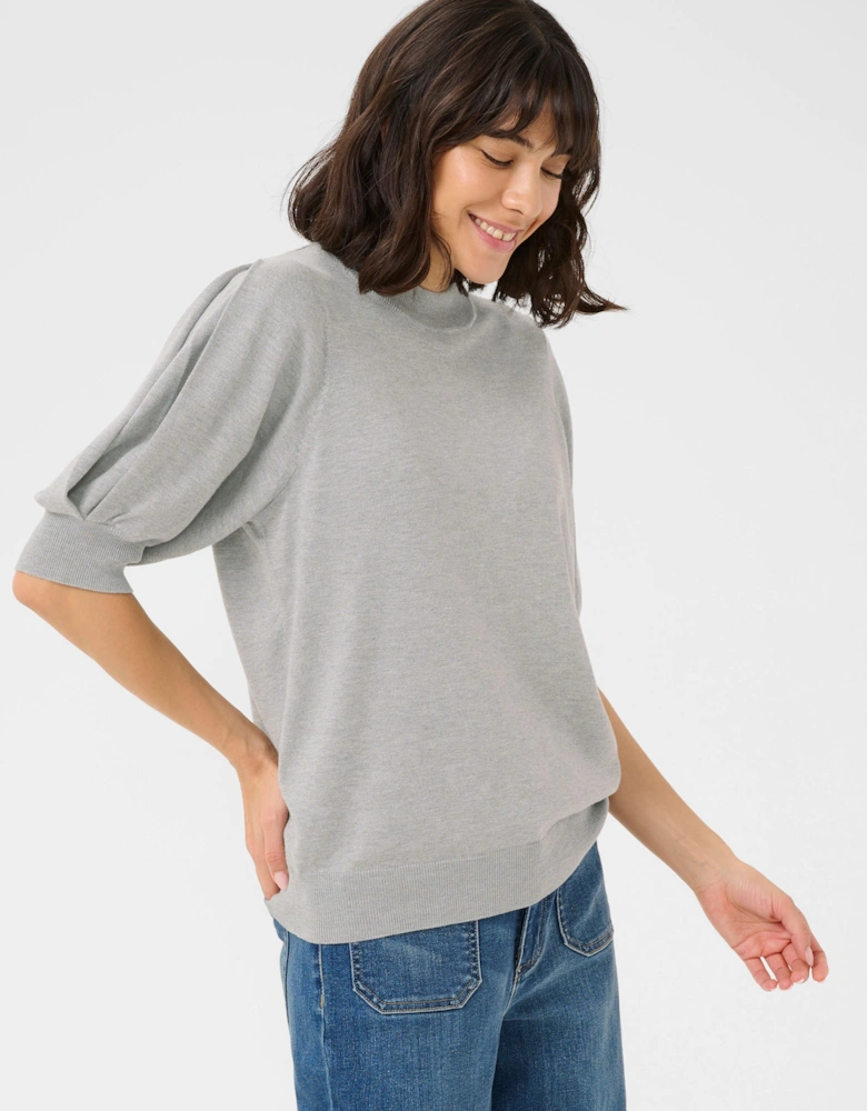 KAlone High Neck Half Sleeves Pullover Plain