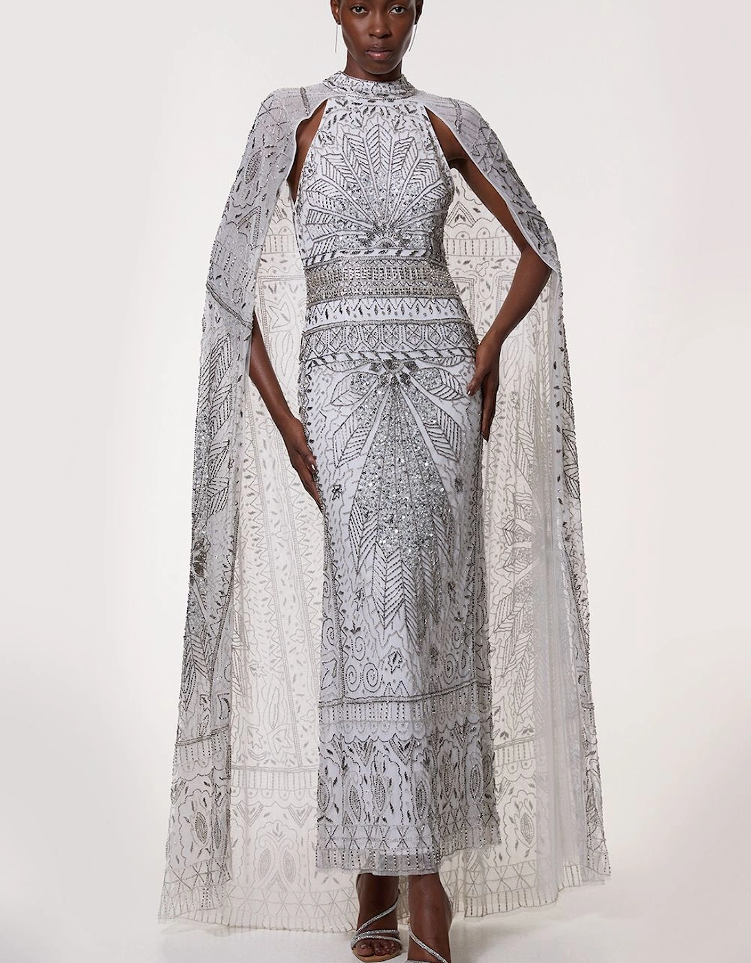 Petite Premium Embellished Detail Drapey Woven Maxi Dress, 2 of 1