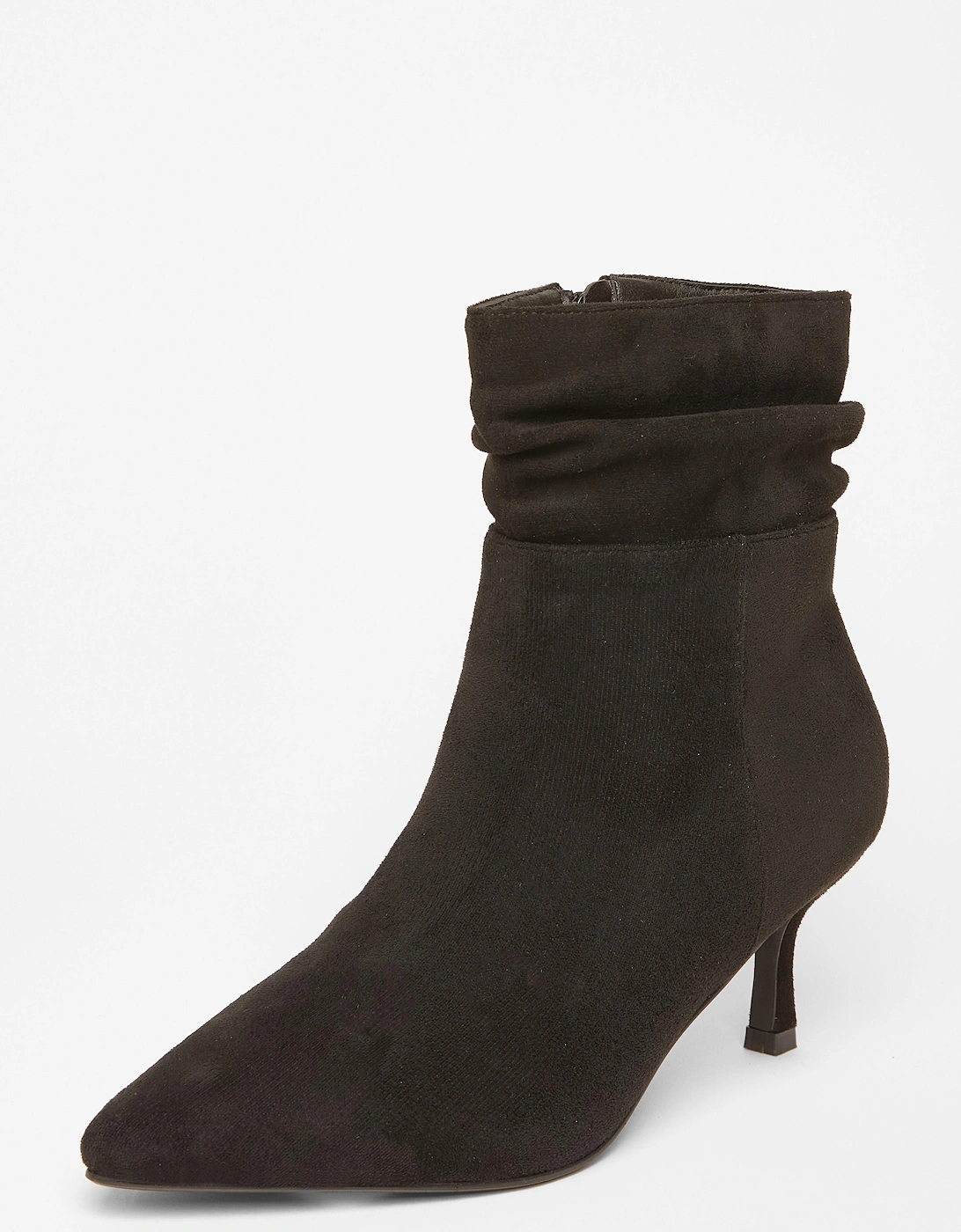 Black Faux Suede Heeled Ankle Boots, 2 of 1