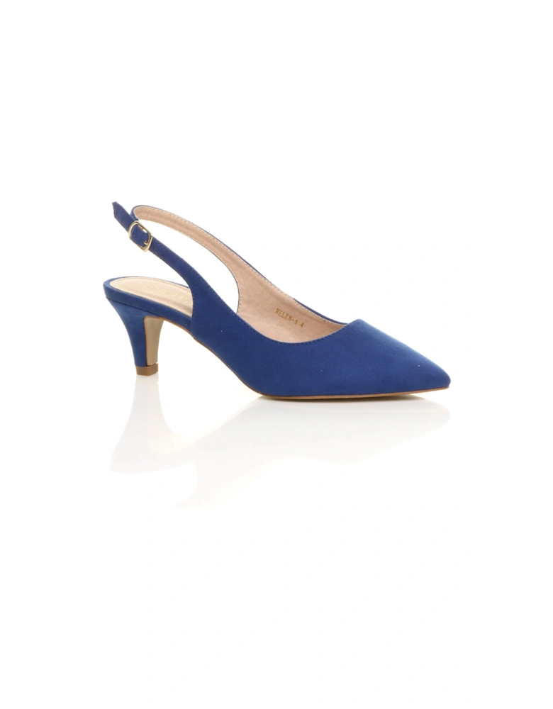 Mid Slim Heel Slingback Pointed Faux Suede Court Shoes