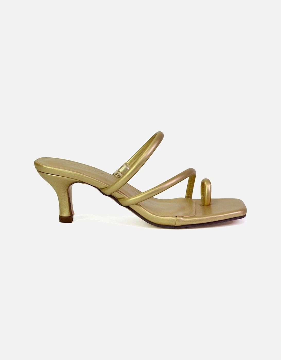 'Prancy' Toe Post Ring Strappy Square Toe Slip on Kitten Heel Mule Sandals, 2 of 1