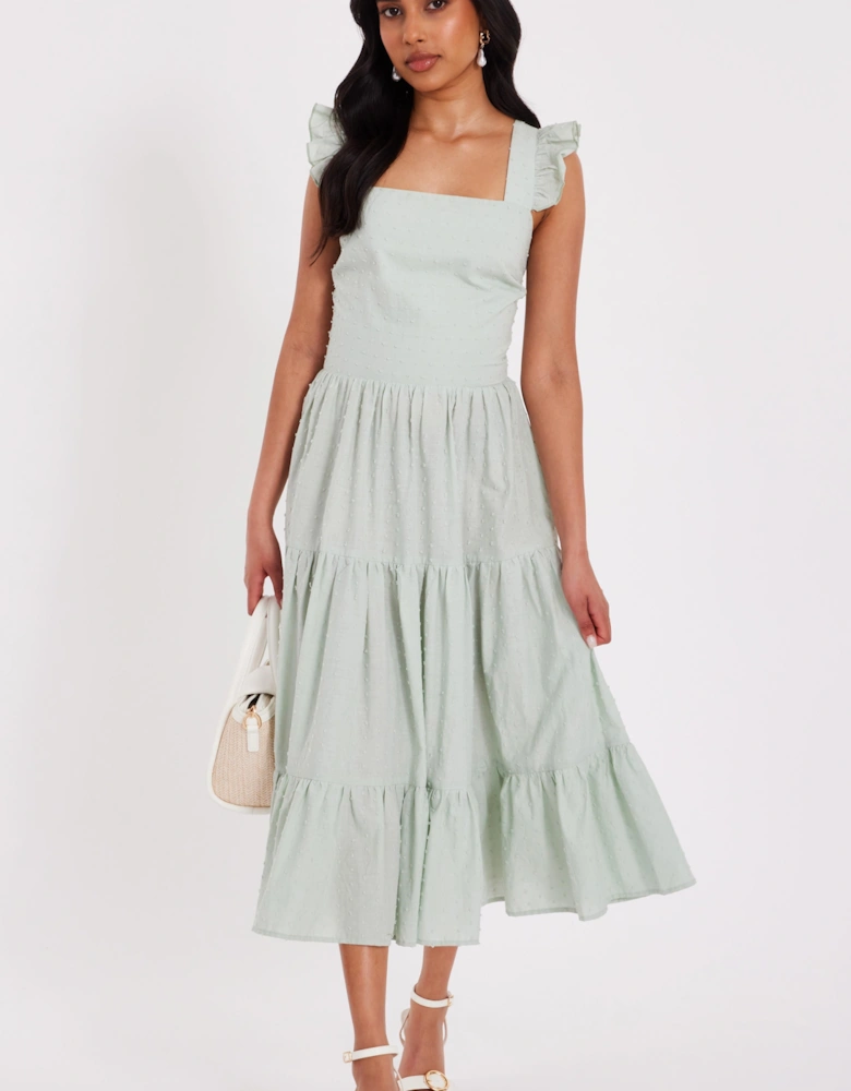 Light Green Petite Tiered Midi Dress