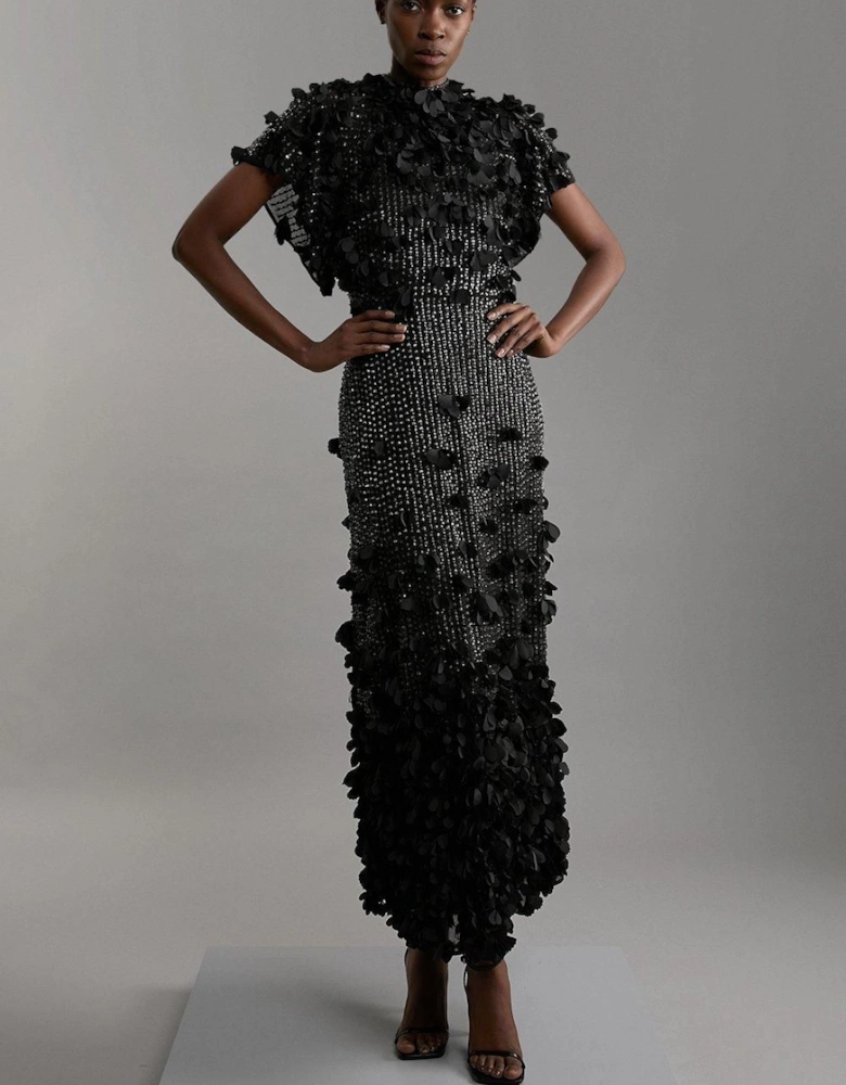 Petite Crystal Applique Angel Sleeve Midaxi Dress