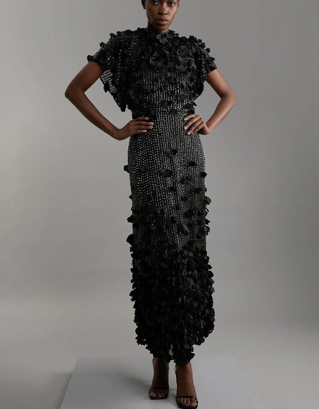 Petite Crystal Applique Angel Sleeve Midaxi Dress, 2 of 1