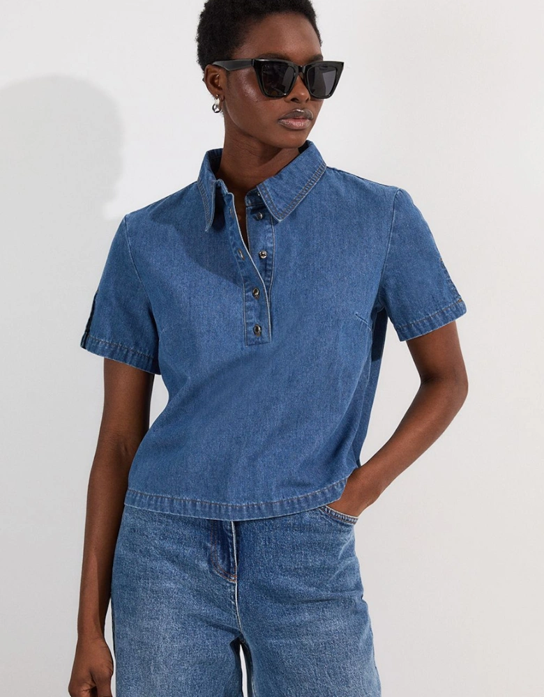 Denim Short Sleeve Button Shirt