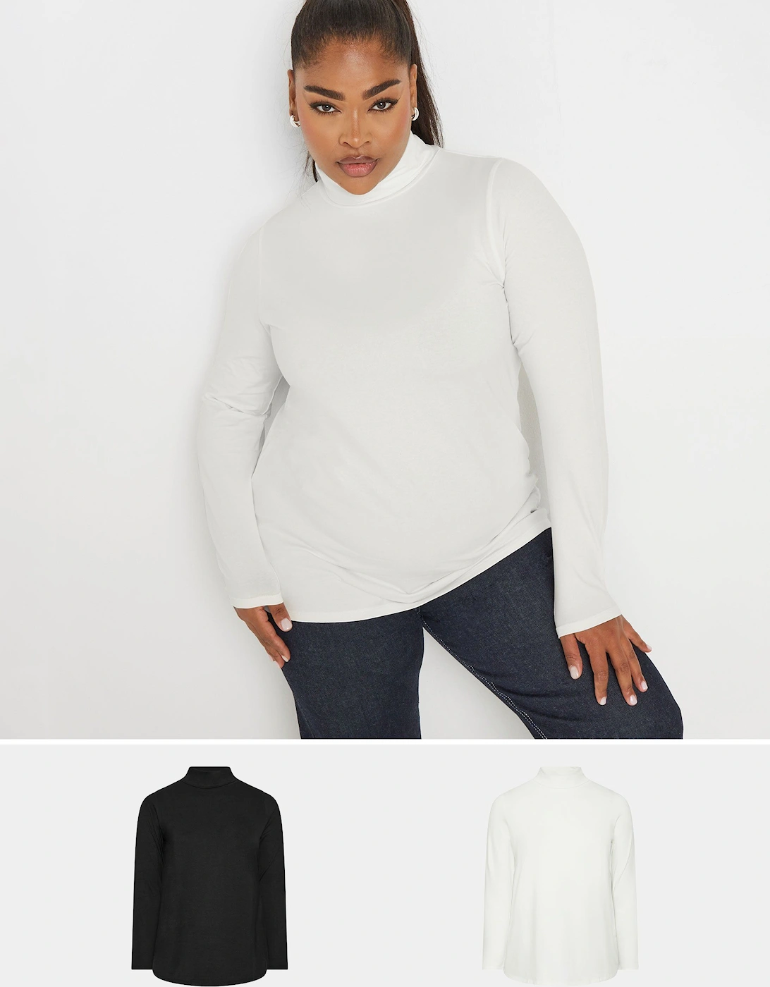 2 Pack Long Sleeve Turtle Neck Tops, 2 of 1