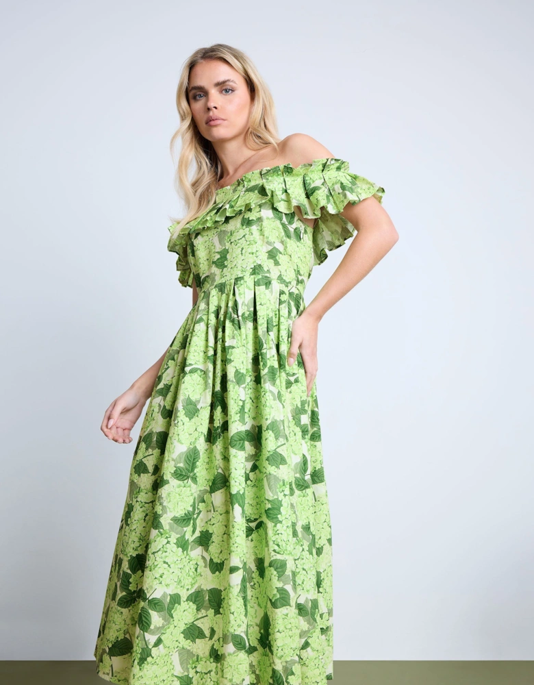 Petite Floral Bardot Midi Dress