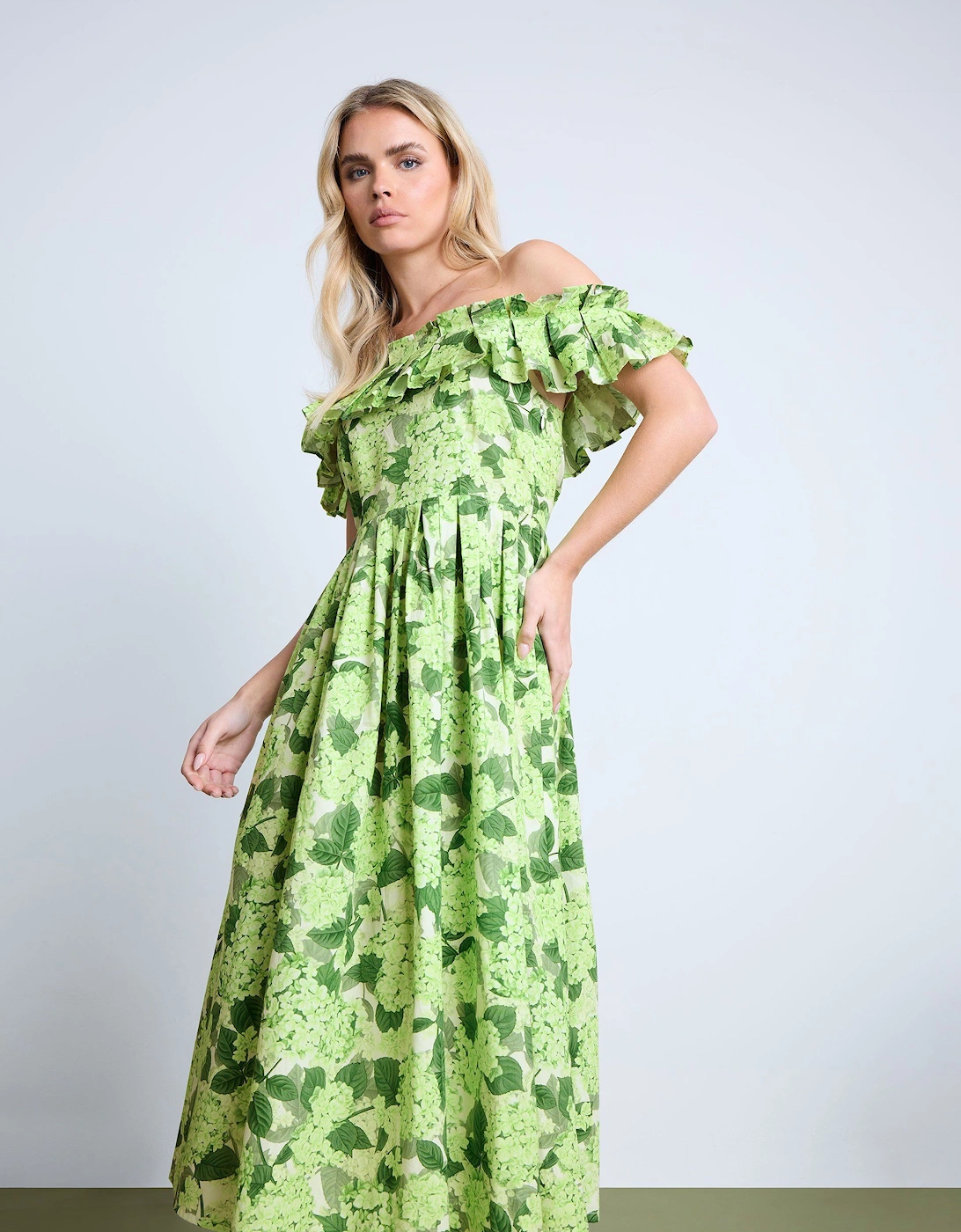 Petite Floral Bardot Midi Dress, 2 of 1