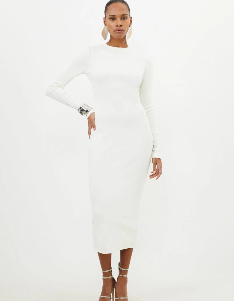 Compact Jersey Ribbed Maxi Dress