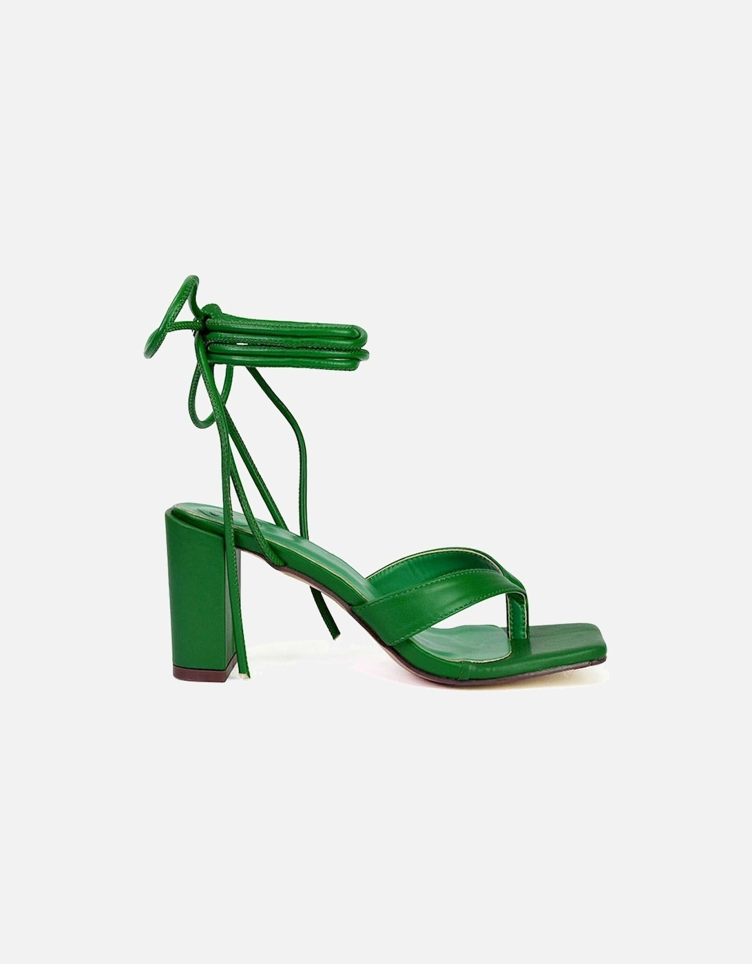 'Kiko' Lace Up Thong Square Toe Strappy Mid Block Heel Sandals, 2 of 1