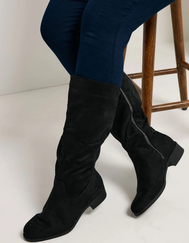 Faux Suede Stretch Knee High Boots