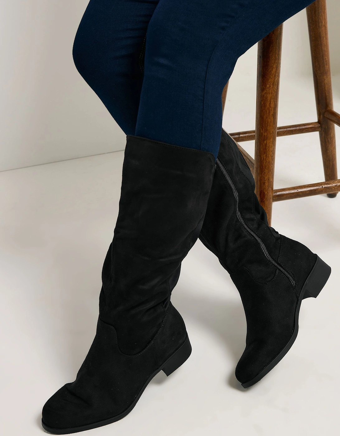 Faux Suede Stretch Knee High Boots, 2 of 1
