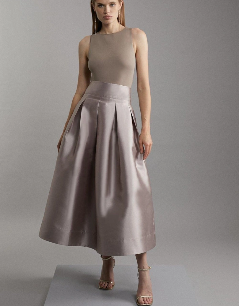 Twill Woven Prom Maxi Skirt