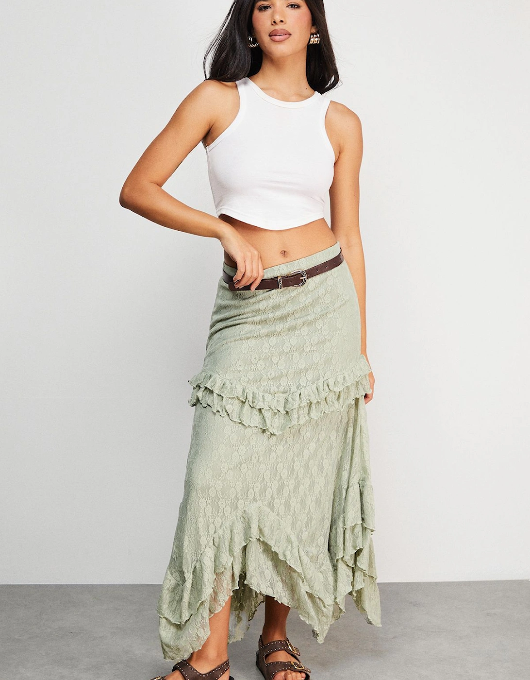 Lace Ruffle Tier Maxi Skirt, 2 of 1