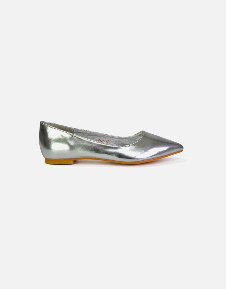 'Bubbles' Pointed Toe Slip on Flat Ballerina Pump Shoes
